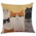 18&apos;&apos; Cute Cat Pattern Sofa Decor Pillow Case Cotton Linen Cushion Cover   273348694273